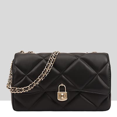 Black Quilted Leather Elena Crossbody Bag