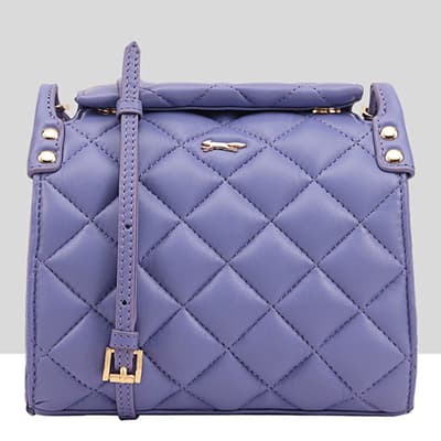 Blue Quilted Leather Alatna Crossbody Bag