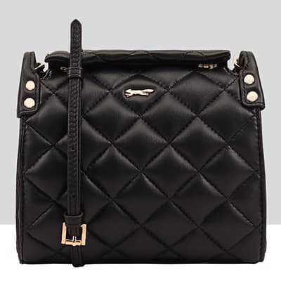 Black Quilted Leather Alatna Crossbody Bag
