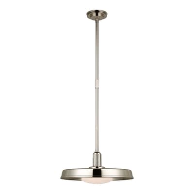 Ruhlmann 18" Factory Pendant in Polished Nickel with White Glass