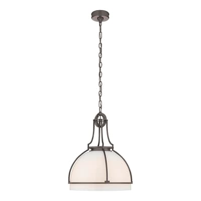 Gracie Large Dome Pendant in Bronze with White Glass
