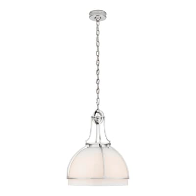 Gracie Large Dome Pendant in Polished Nickel with White Glass