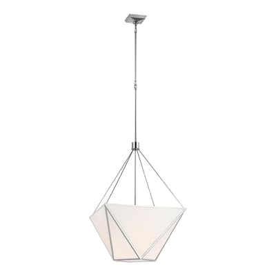 Lorino Large Lantern in Polished Nickel with White Glass