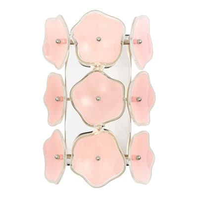 Leighton Small Sconce in Polished Nickel with Blush Tinted Glass