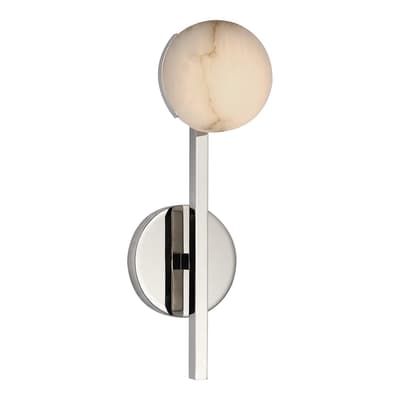 Pedra Petite Tail Sconce in Polished Nickel with Alabaster