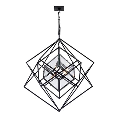 Cubist Medium Chandelier in Aged Iron