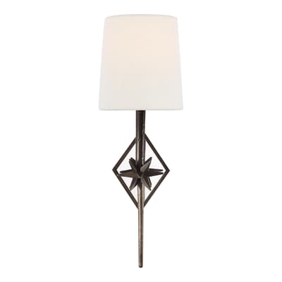 Etoile Sconce in Aged Iron with Linen Shade