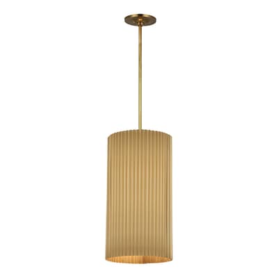 Rivers Medium Fluted Pendant in Soft Brass