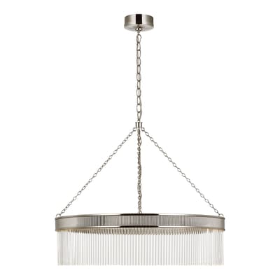 Menil Large Chandelier in Polished Nickel with Crystal Rods