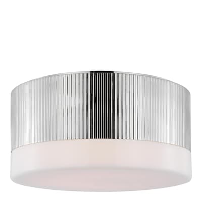 Ace 12" Flush Mount in Polished Nickel with White Glass
