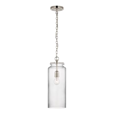 Katie Large Cylinder Pendant in Polished Nickel with Clear Glass