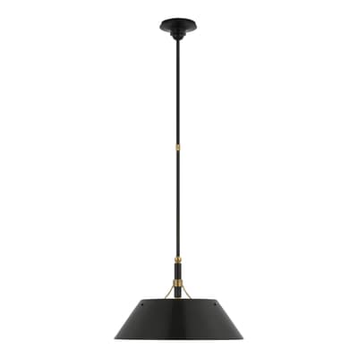 Turlington Large Pendant in Bronze and Hand-Rubbed Antique Brass with Bronze Shade