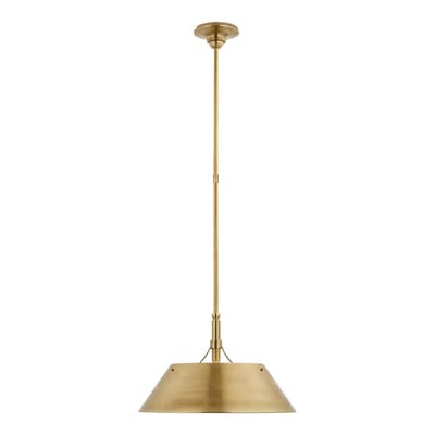 Turlington Large Pendant in Hand-Rubbed Antique Brass with Hand-Rubbed Antique Brass Shade
