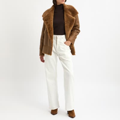 Caramel Shearling Biker Jacket