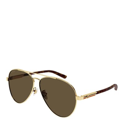 Men's Gold/Brown Gucci Sunglasses 61mm