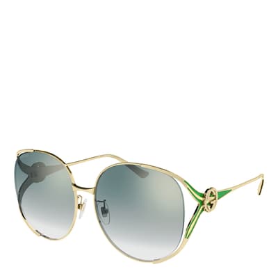 Women's Gold/Green Gucci Sunglasses 63mm