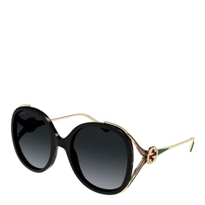 Women's Black/Gold Gucci Sunglasses 56mm