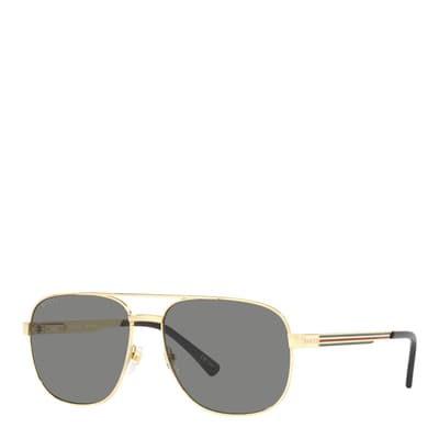 Men's Gold/Grey Gucci Sunglasses 60mm