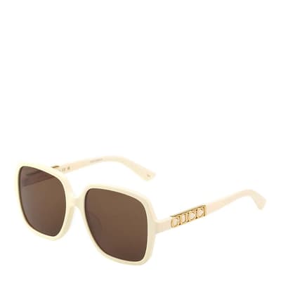 Women's White/Brown Gucci Sunglasses 59mm