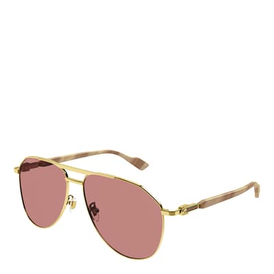 Men's Gold/Red Gucci Sunglasses 59mm