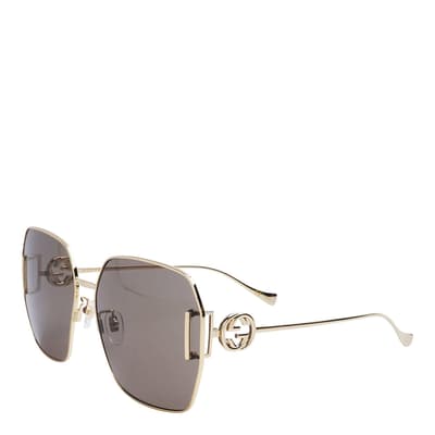 Women's Gold/Brown Gucci Sunglasses 64mm