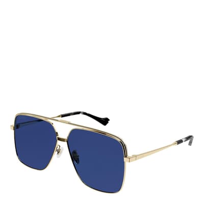Men's Gold/Blue Gucci Sunglasses 61mm
