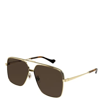 Men's Gold/Dark Brown Gucci Sunglasses 61mm