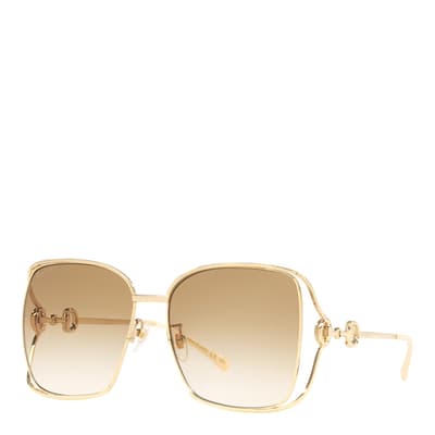 Women's Gold/Brown Gucci Sunglasses 61mm