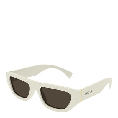 Men's White/Brown Gucci Sunglasses 53mm