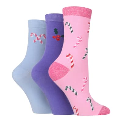 Multi 3 Pack Ladies Seasonal Socks