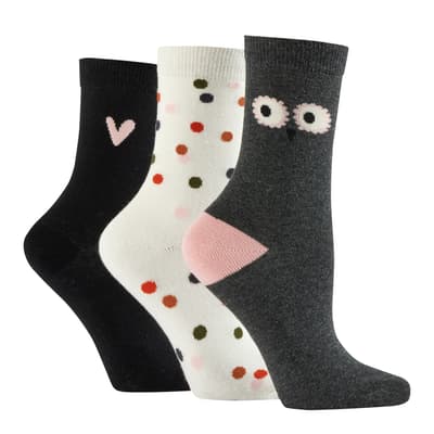 Multi 3pk Multi Print Socks