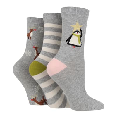 Grey 3pk Seasonal Socks