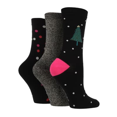 Black 3pk Seasonal Socks