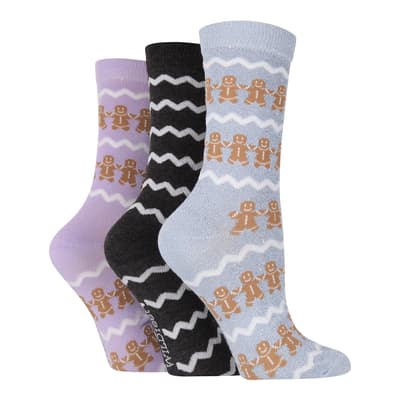 Multi 3 Pack Ladies Bamboo Socks