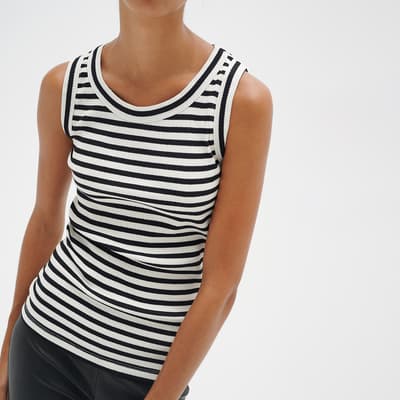 Navy/White Dagan Cotton Blend Tank Top