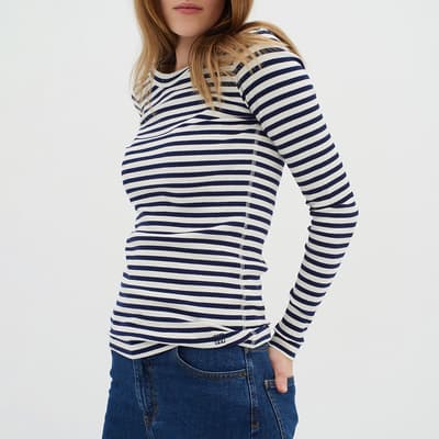 Navy/White Dagna Cotton Blend Top