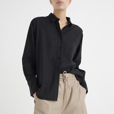 Black Linen Blend LovaI Shirt