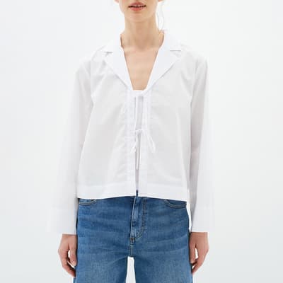 White HelveI Cropped Cotton Shirt