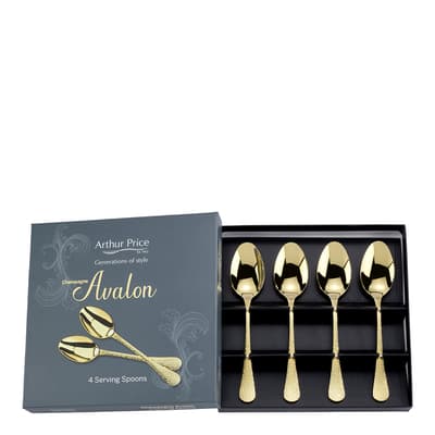 Set of 4 Avalon Champagne Serving Spoons