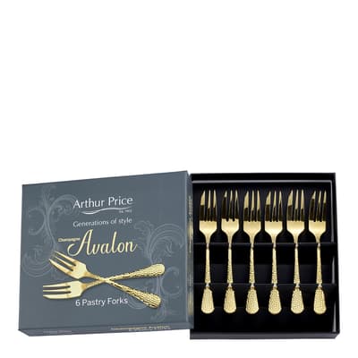 Set of 6 Avalon Champagne Pastry Forks