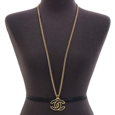 Gold Plated Chanel Coco Mark Necklace - AB