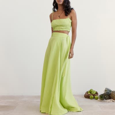 Lime  Dobby Shirred Bodice