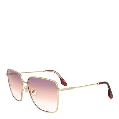 Gold Purple Peach Square Sunglasses 61mm