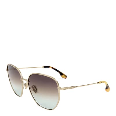 Gold Grey Brown Aqua Square Sunglasses 60mm