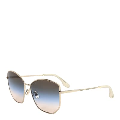Gold Brown Blue Sand Square Sunglasses 59mm