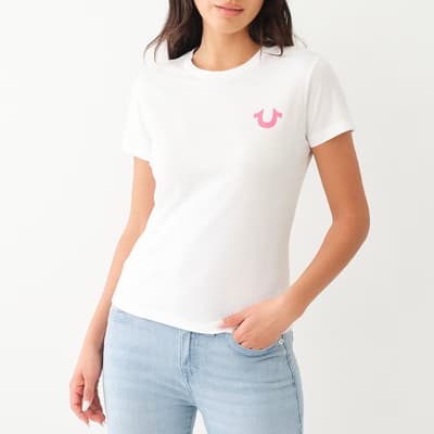 White/Pink Puff Cotton T-Shirt