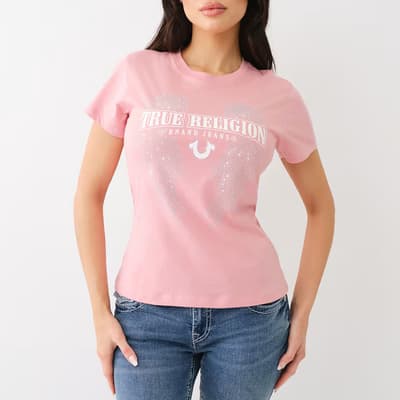 Pink Embellished Cotton T-Shirt