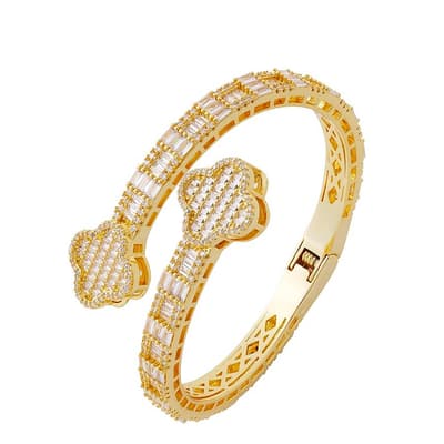 18K Gold Double Heart Bangle