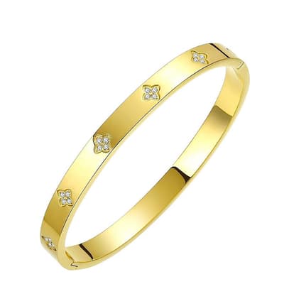 18K Gold Clover Embellished Eternity Bangle