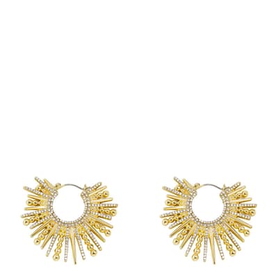 18K Gold Radiant Sunburst Hoop Earrings